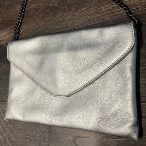 J. Crew Silver Leather Shoulder Bag